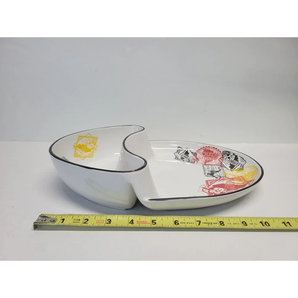 Disney Parks Mickey Mouse Travel Passport Stamp Ceramic Chip‎ Dip Server White